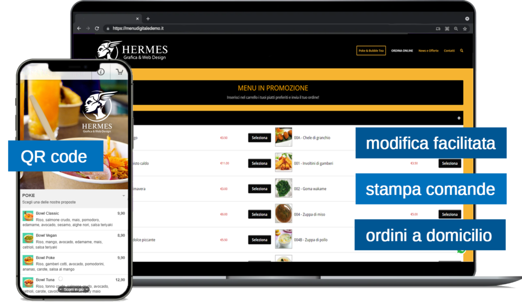Sistema di prenotazione online menu digitale per ristoranti a Modena